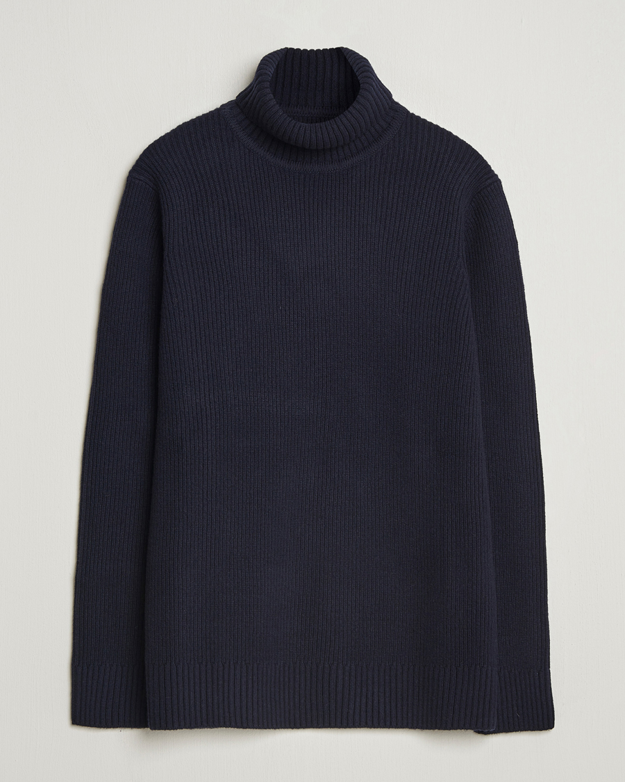 Uomini | Maglieria | Charles Tyrwhitt | Chunky Merino Roll Neck Navy