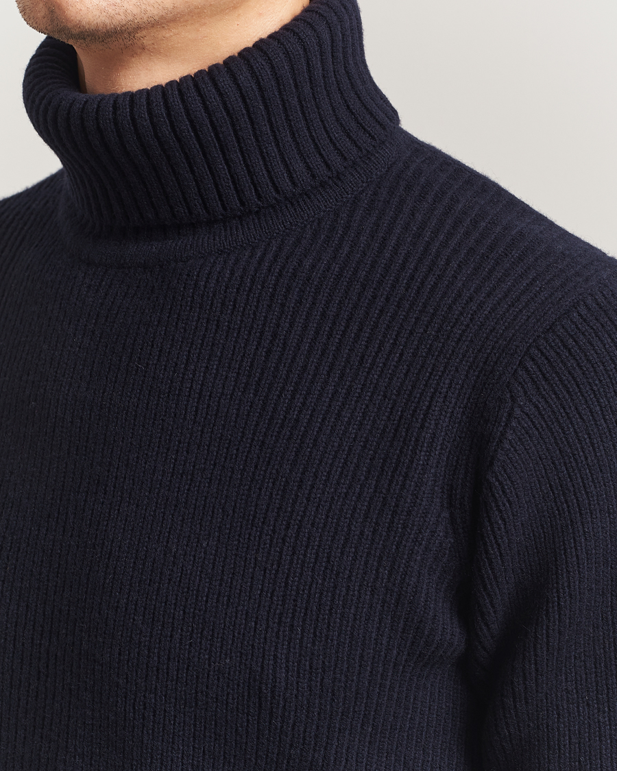 Uomini | Maglieria | Charles Tyrwhitt | Chunky Merino Roll Neck Navy