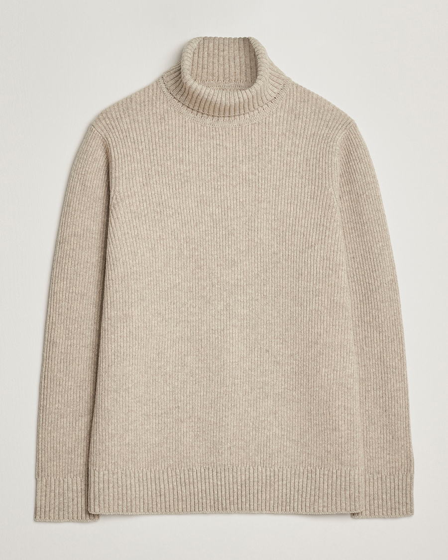 Uomini | Maglieria | Charles Tyrwhitt | Chunky Merino Roll Neck Oatmeal