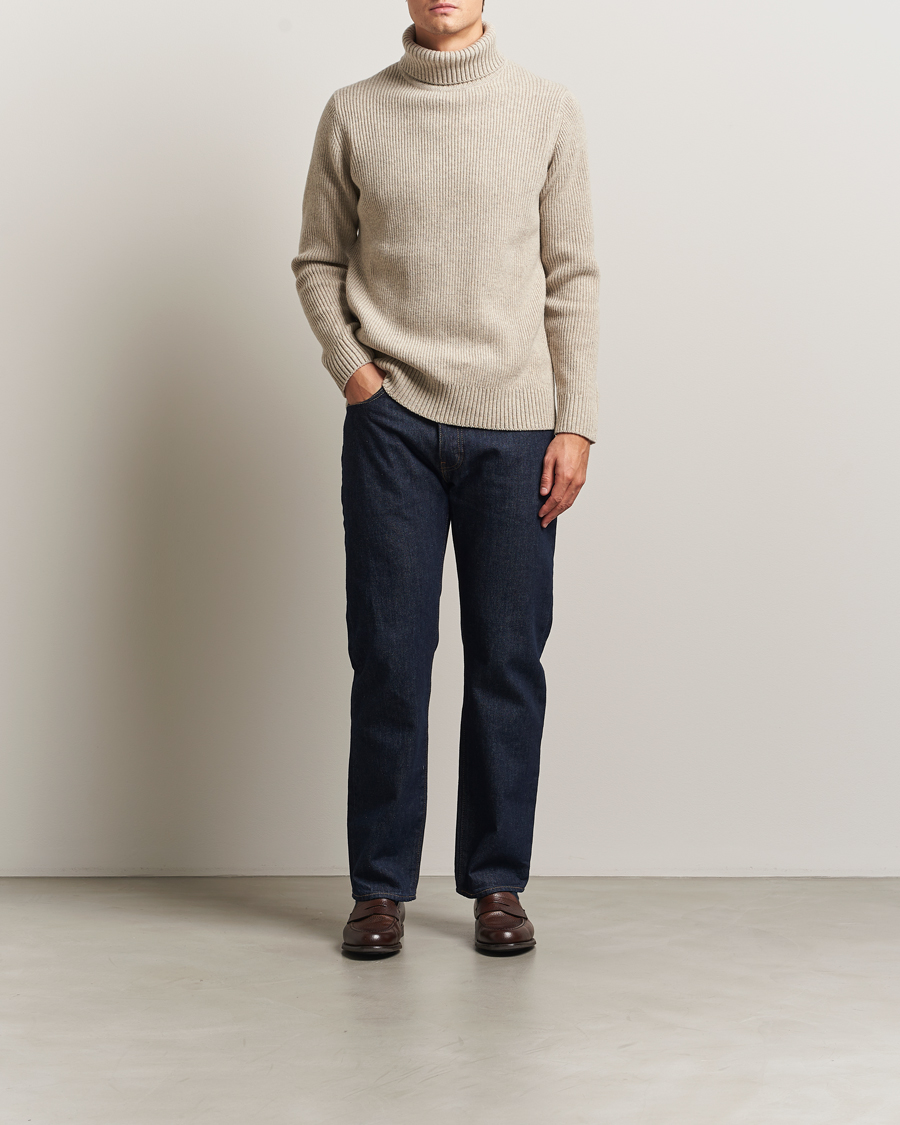Uomini | Maglieria | Charles Tyrwhitt | Chunky Merino Roll Neck Oatmeal
