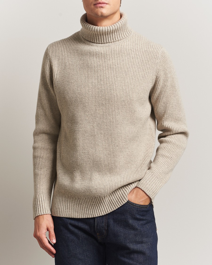 Uomini | Maglieria | Charles Tyrwhitt | Chunky Merino Roll Neck Oatmeal
