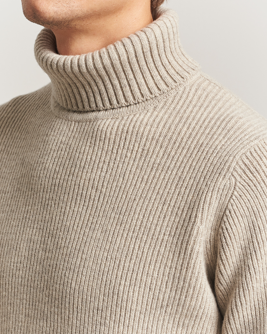 Uomini | Maglieria | Charles Tyrwhitt | Chunky Merino Roll Neck Oatmeal