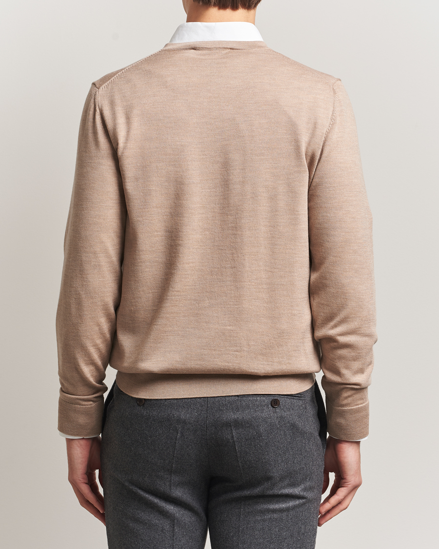 Uomini | Maglieria | Charles Tyrwhitt | Pure Merino V-Neck Jumper Oatmeal