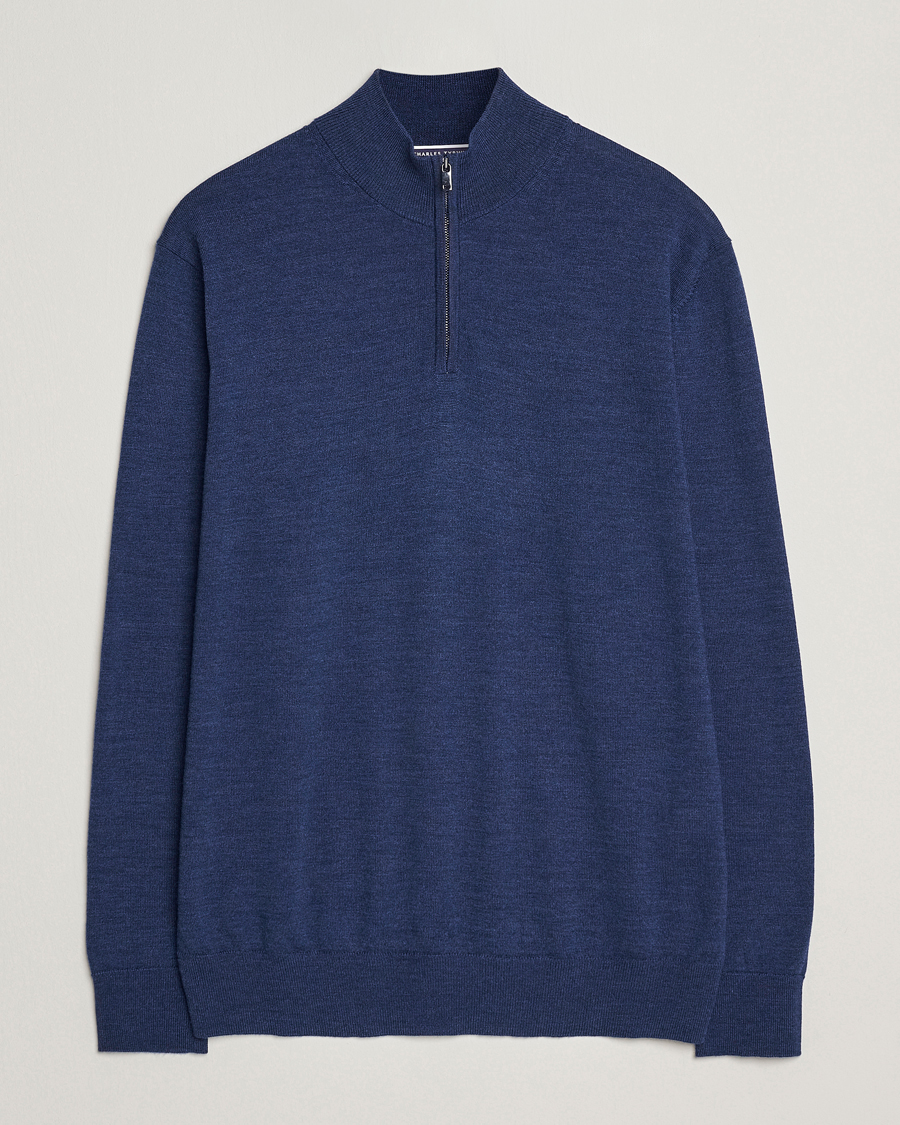 Uomini | Maglieria | Charles Tyrwhitt | Pure Merino Zip Neck Jumper Ink Blue