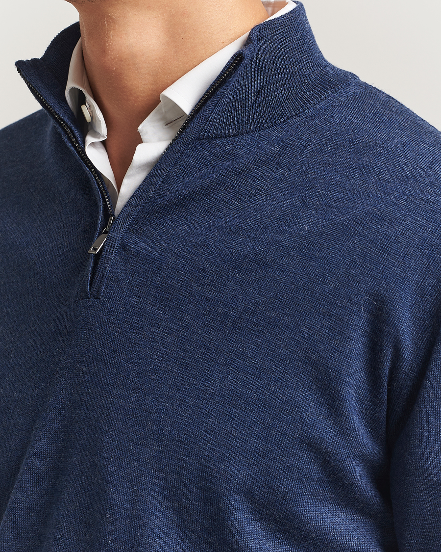 Uomini | Maglieria | Charles Tyrwhitt | Pure Merino Zip Neck Jumper Ink Blue