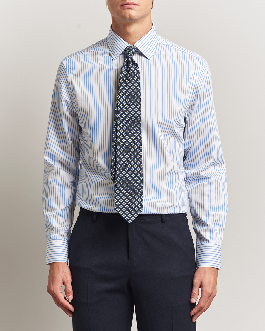 Uomini | Camicie | Charles Tyrwhitt | Slim Fit Non Iron Twill Stripe Shirt Blue