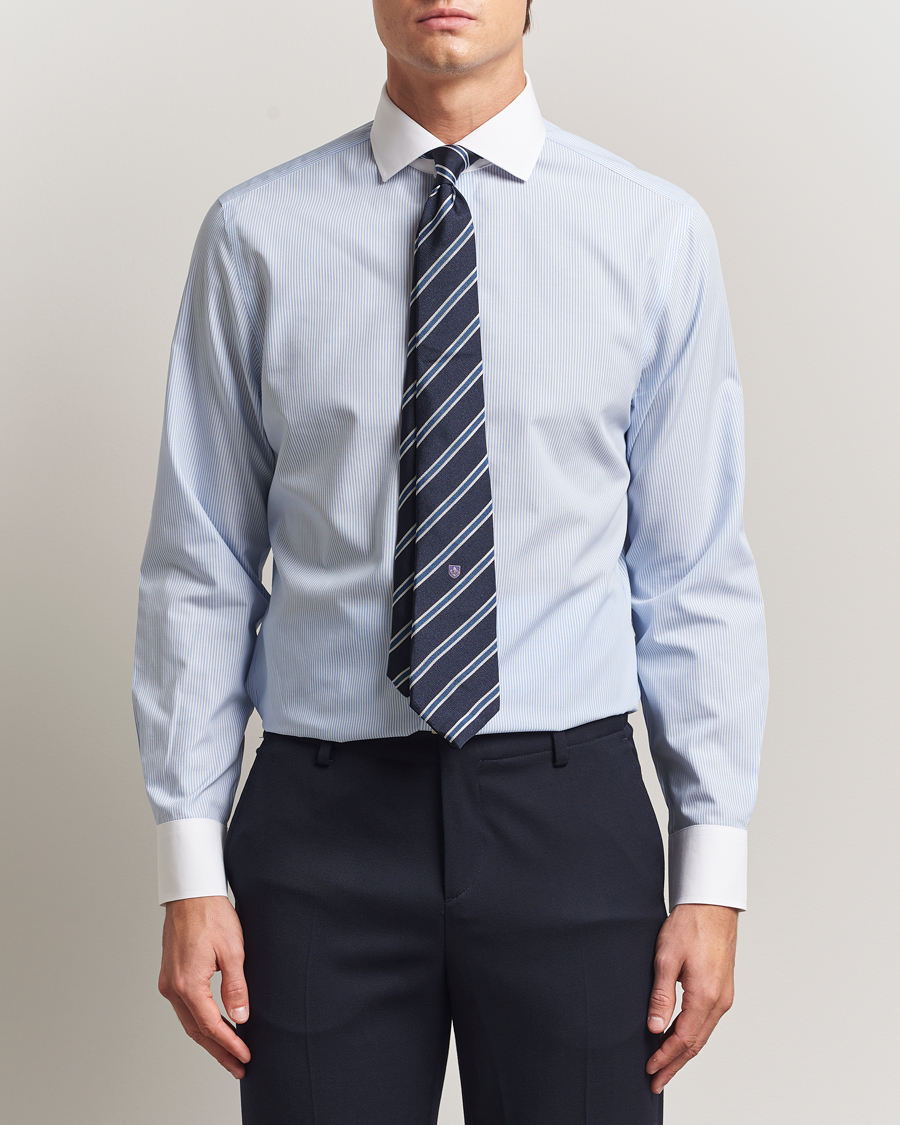 Uomini | Camicie | Charles Tyrwhitt | Slim Fit Non Iron Bengal Stripe Winchester Shirt Sky Blue