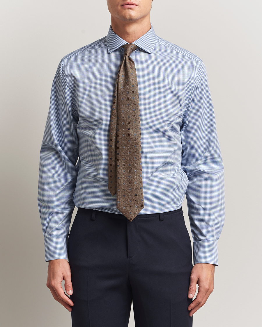 Uomini | Camicie | Charles Tyrwhitt | Slim Fit Non Iron Poplin Gingham Shirt Royal Blue