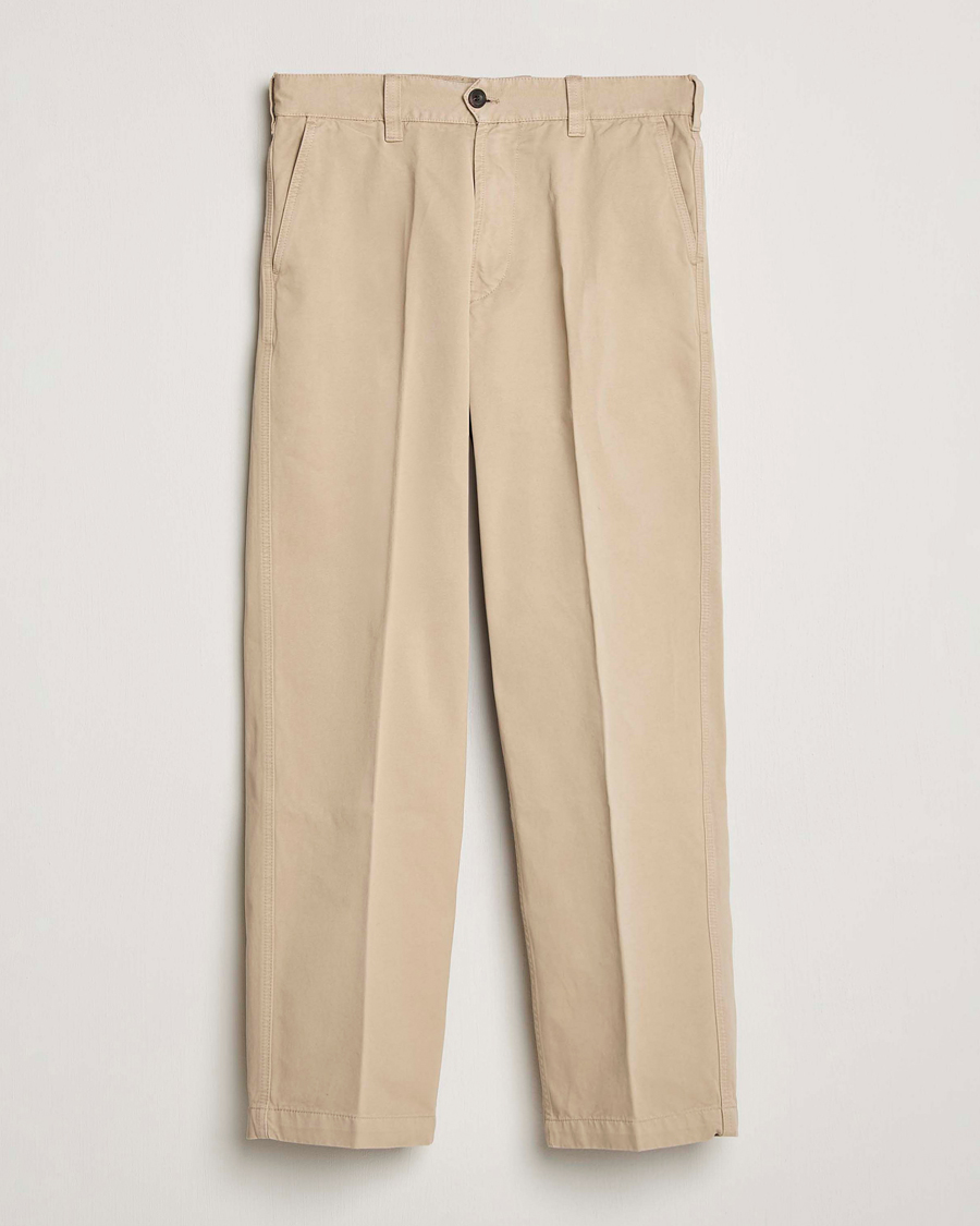 Uomini | Pantaloni | Drake's | Flat Front Peached Cotton Chino Sand