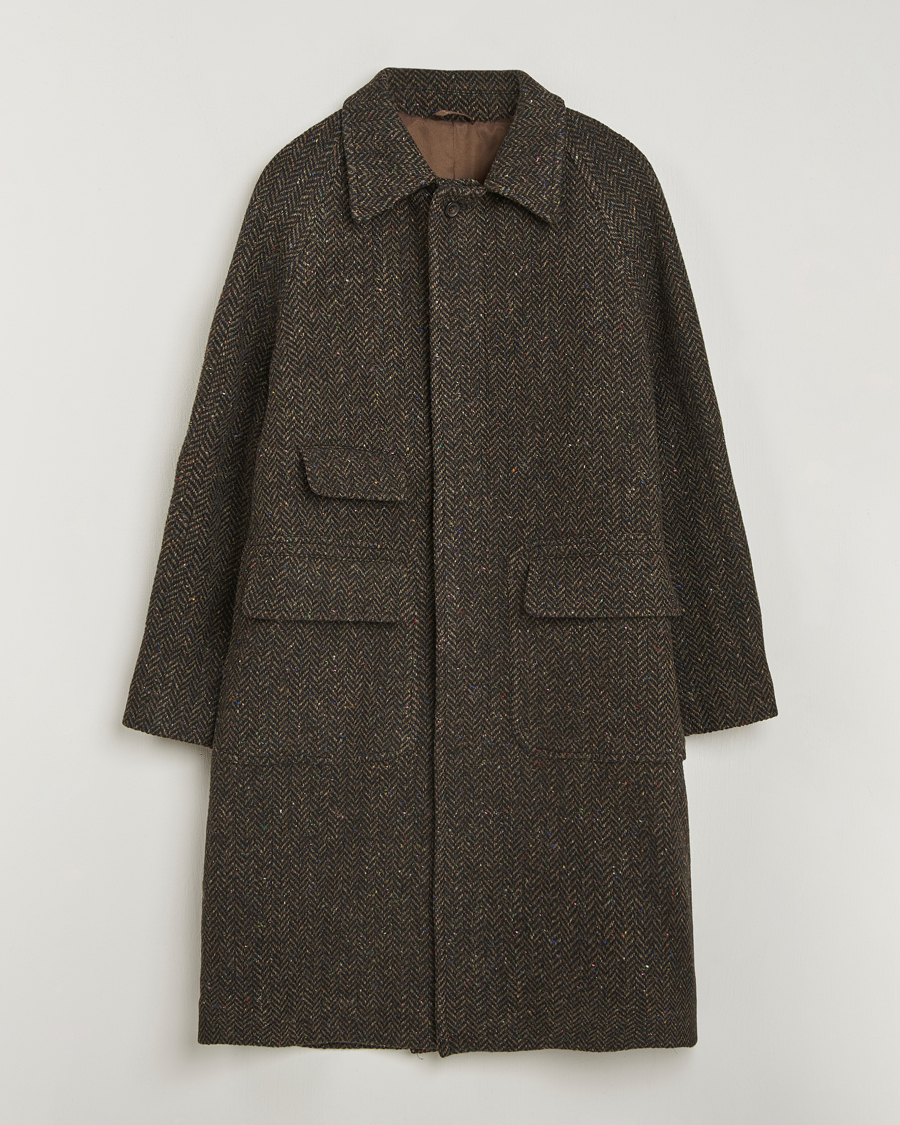 Uomini | Giacche | Drake's | Herringbone Raglan Overcoat Brown