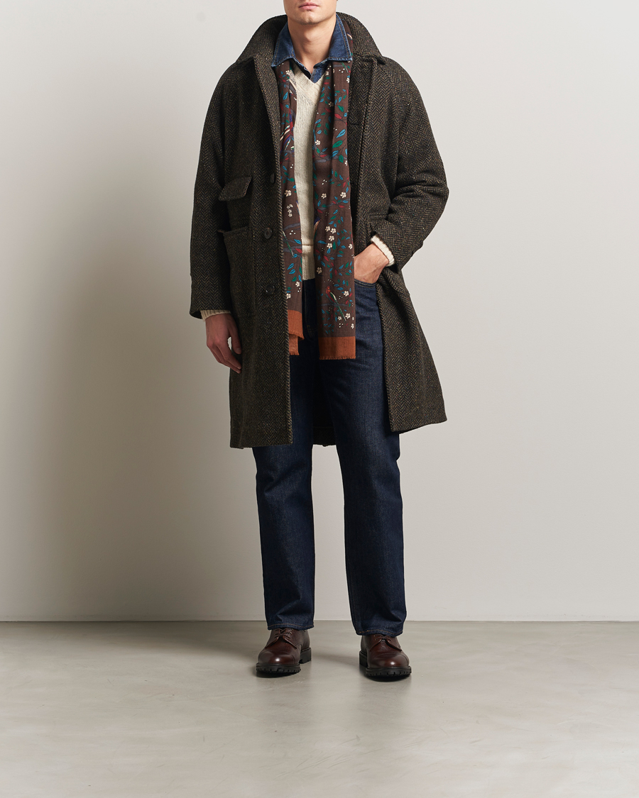 Uomini | Giacche | Drake's | Herringbone Raglan Overcoat Brown