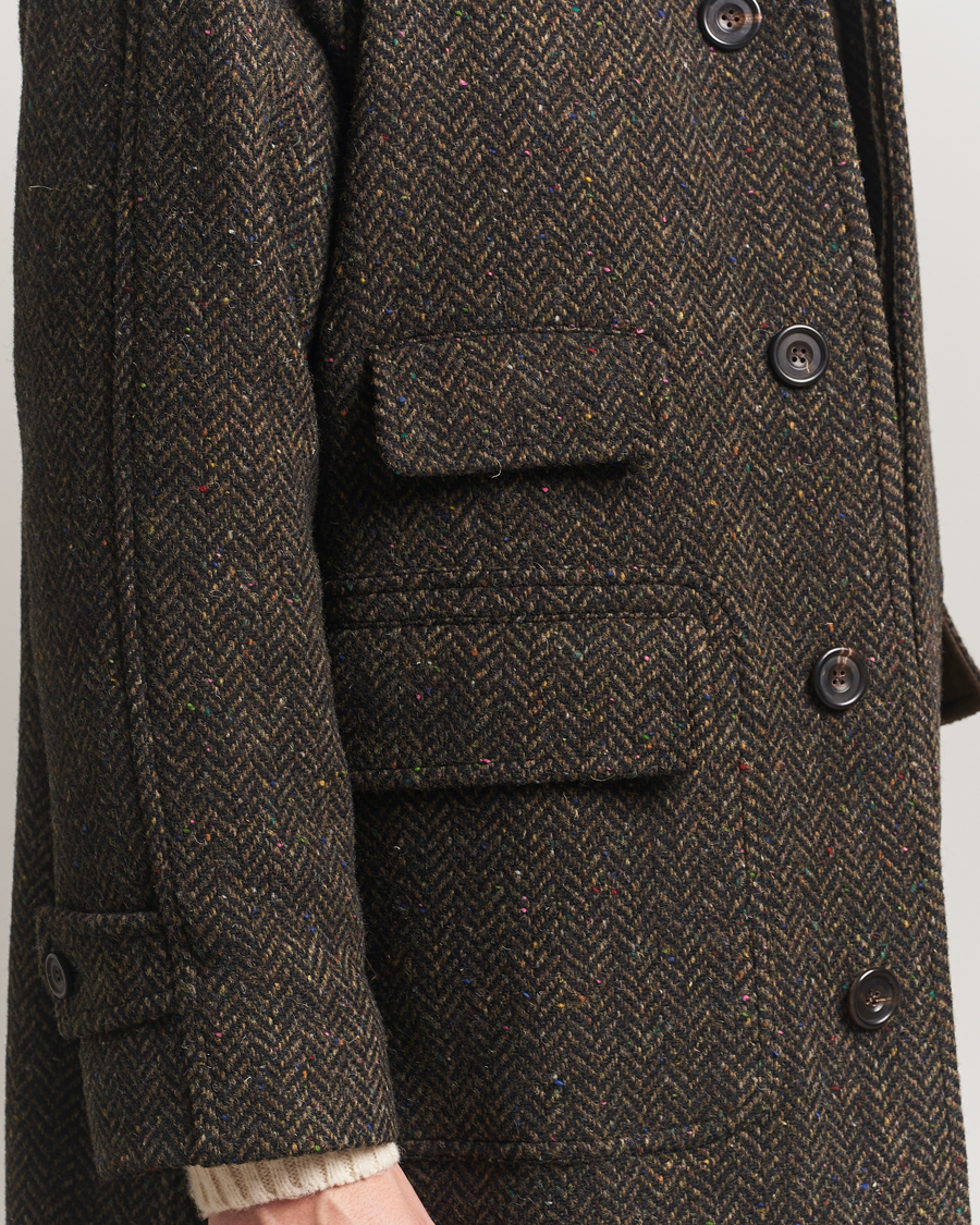 Uomini | Giacche | Drake's | Herringbone Raglan Overcoat Brown