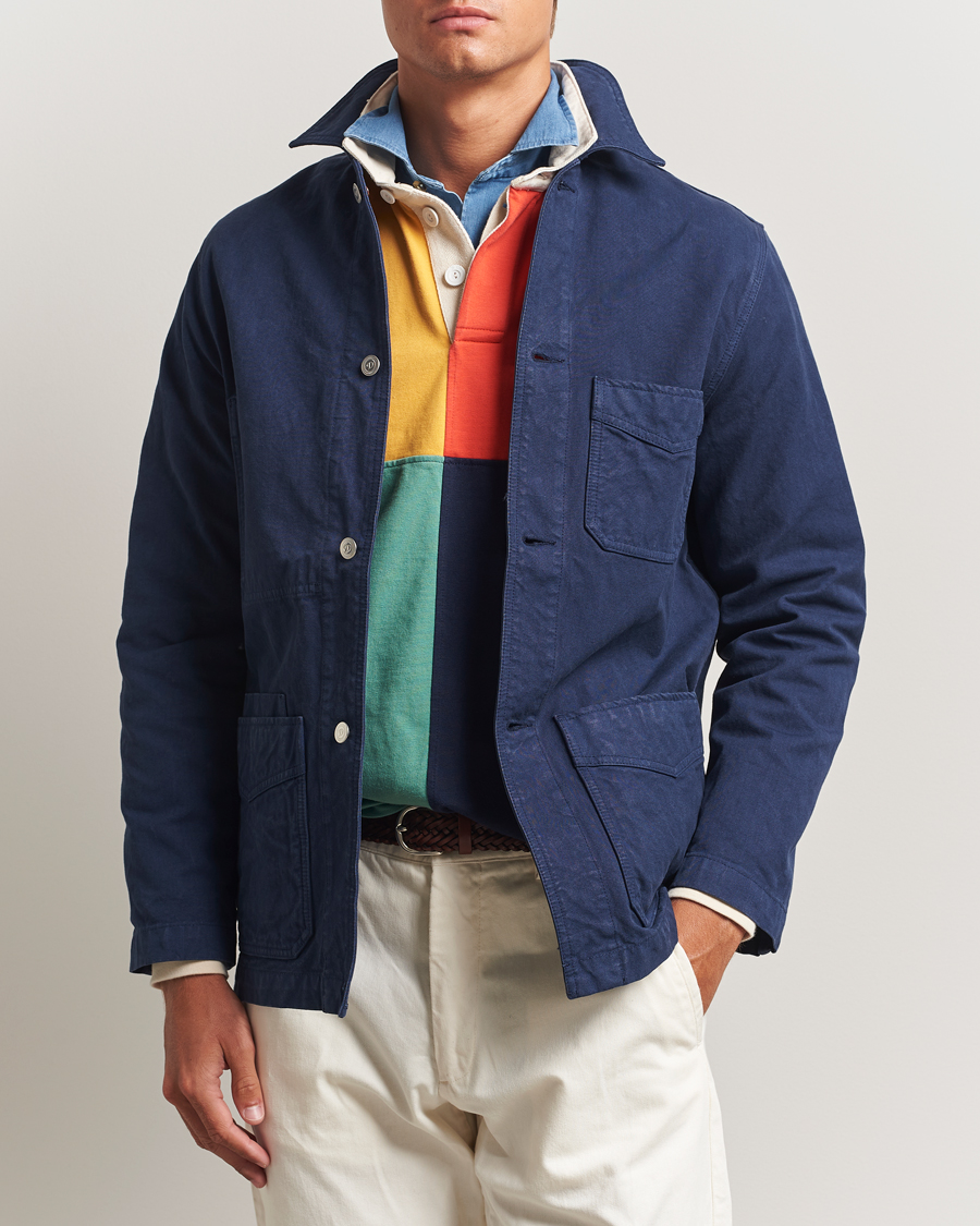 Uomini | Giacche | Drake's | Duck Cotton Canvas Chore Coat Navy