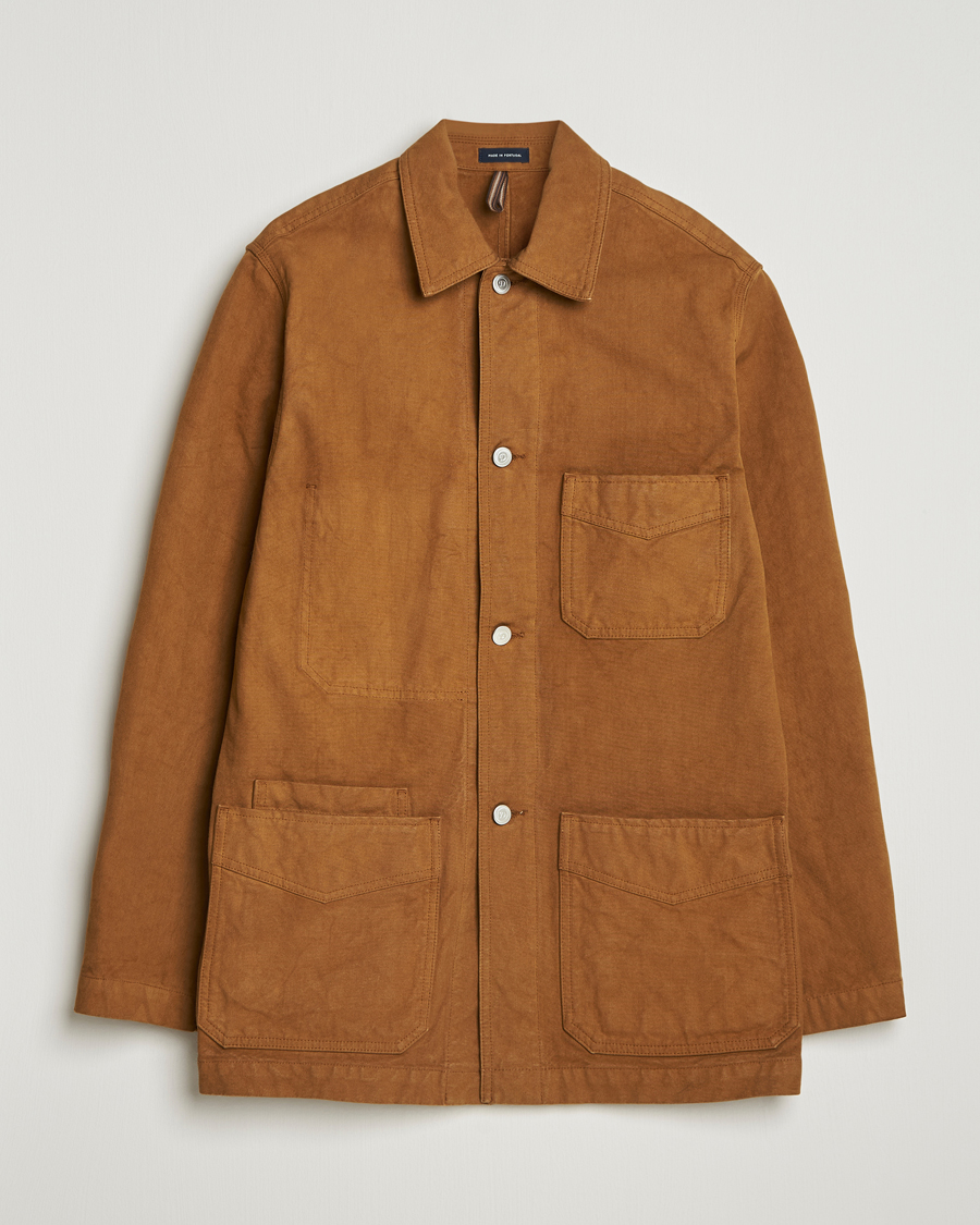 Uomini | Giacche | Drake's | Duck Cotton Canvas Chore Coat Tobacco