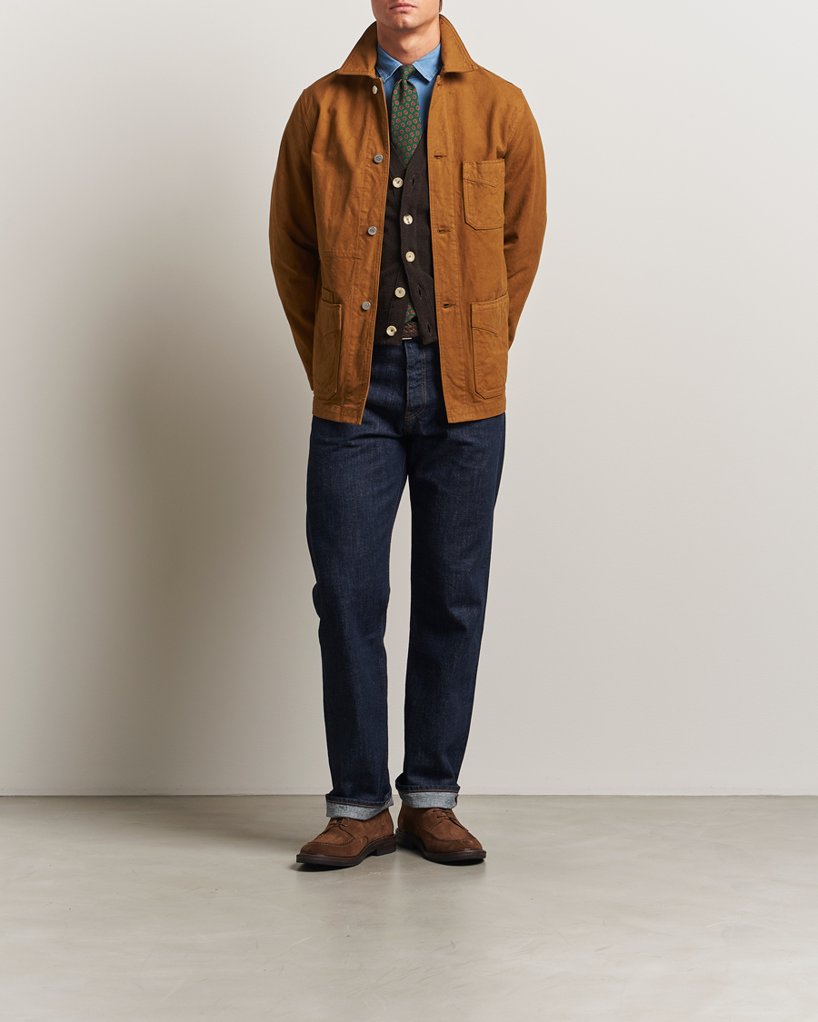 Uomini | Giacche | Drake's | Duck Cotton Canvas Chore Coat Tobacco