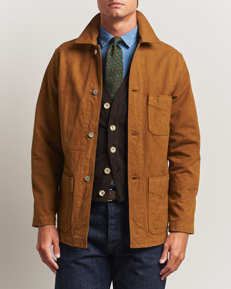 Uomini | Giacche | Drake's | Duck Cotton Canvas Chore Coat Tobacco