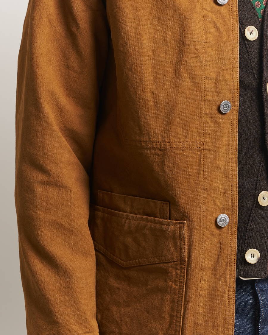 Uomini | Giacche | Drake's | Duck Cotton Canvas Chore Coat Tobacco
