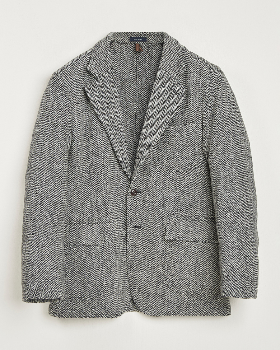 Uomini | Blazers | Drake's | MKVII Wool Herringbone Blazer Grey