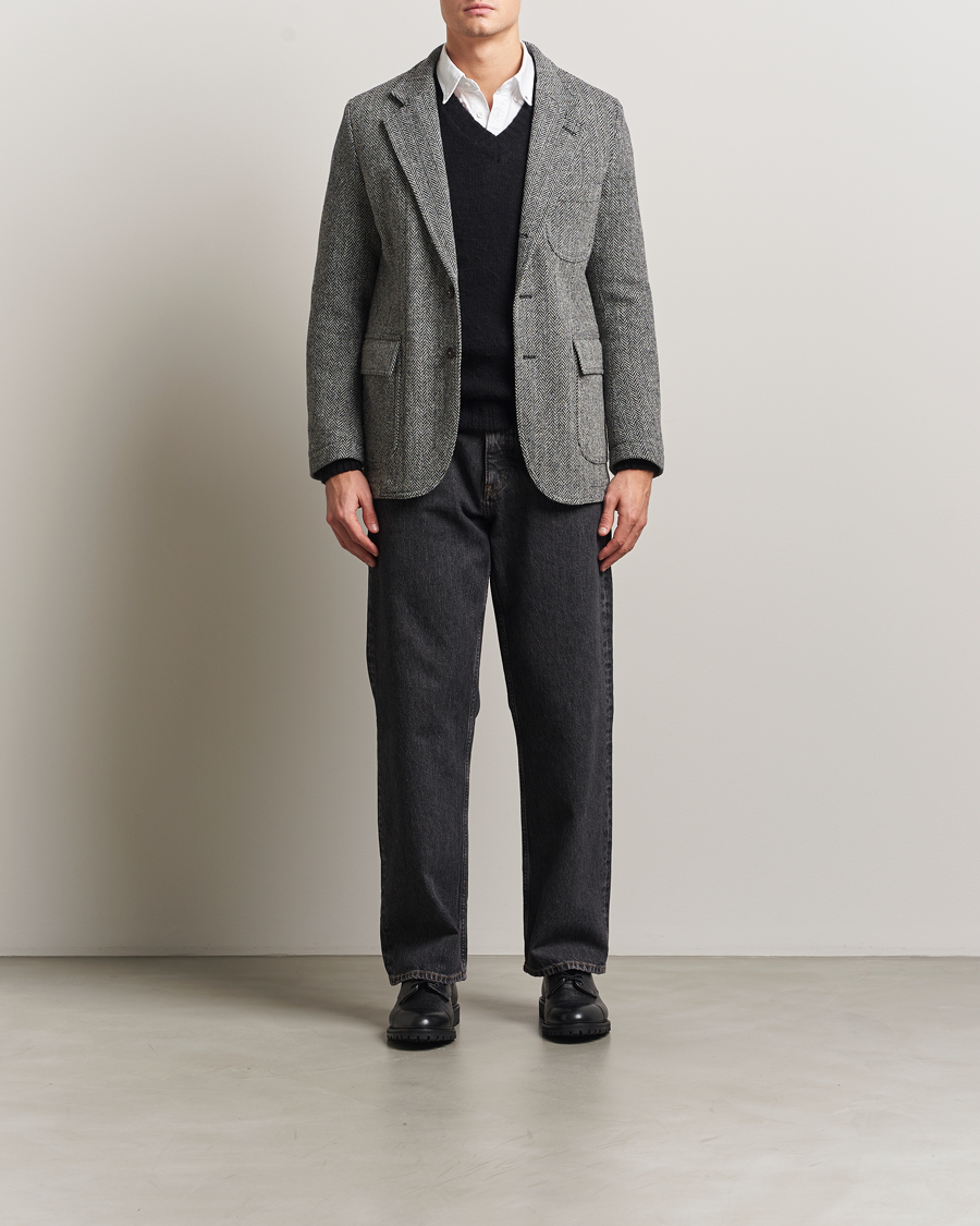 Uomini | Blazers | Drake's | MKVII Wool Herringbone Blazer Grey