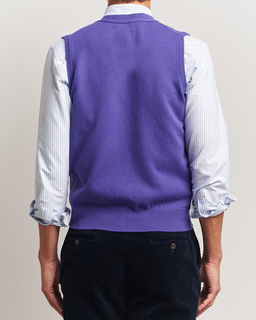 Uomini | Maglieria | Drake's | Lambswool Vest Cardigan Purple