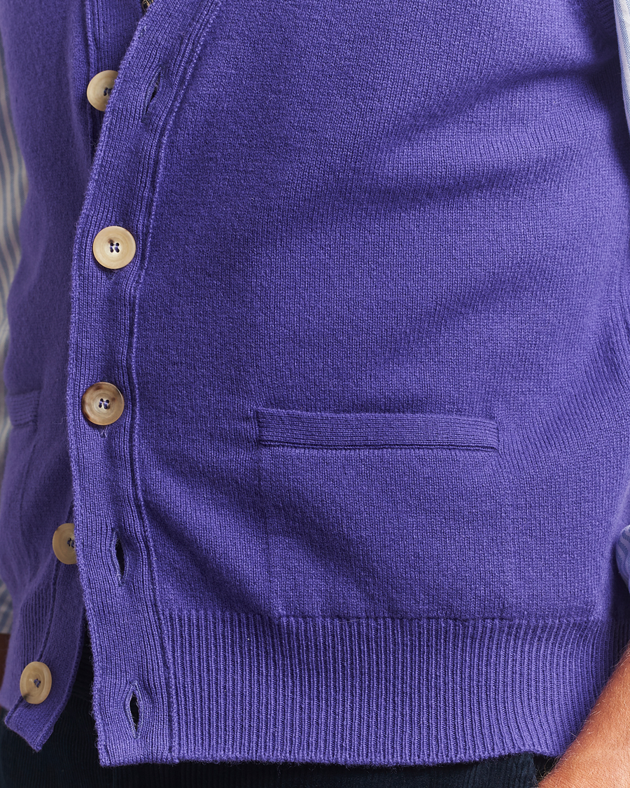 Uomini | Maglieria | Drake's | Lambswool Vest Cardigan Purple