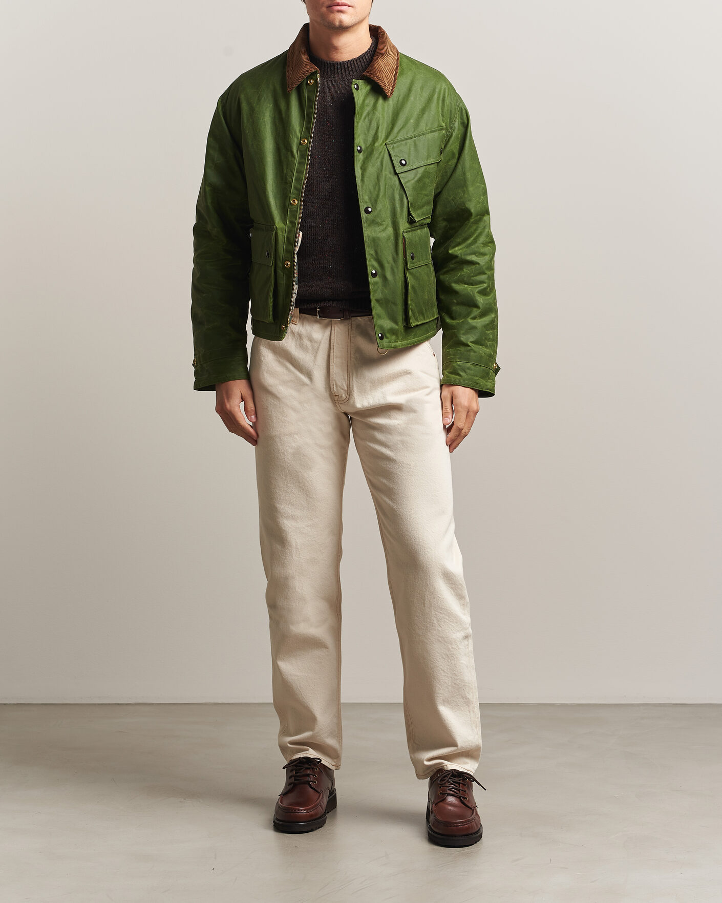Uomini | Jeans | Drake's | 5-Pocket Heavy Cotton Jeans Ecru