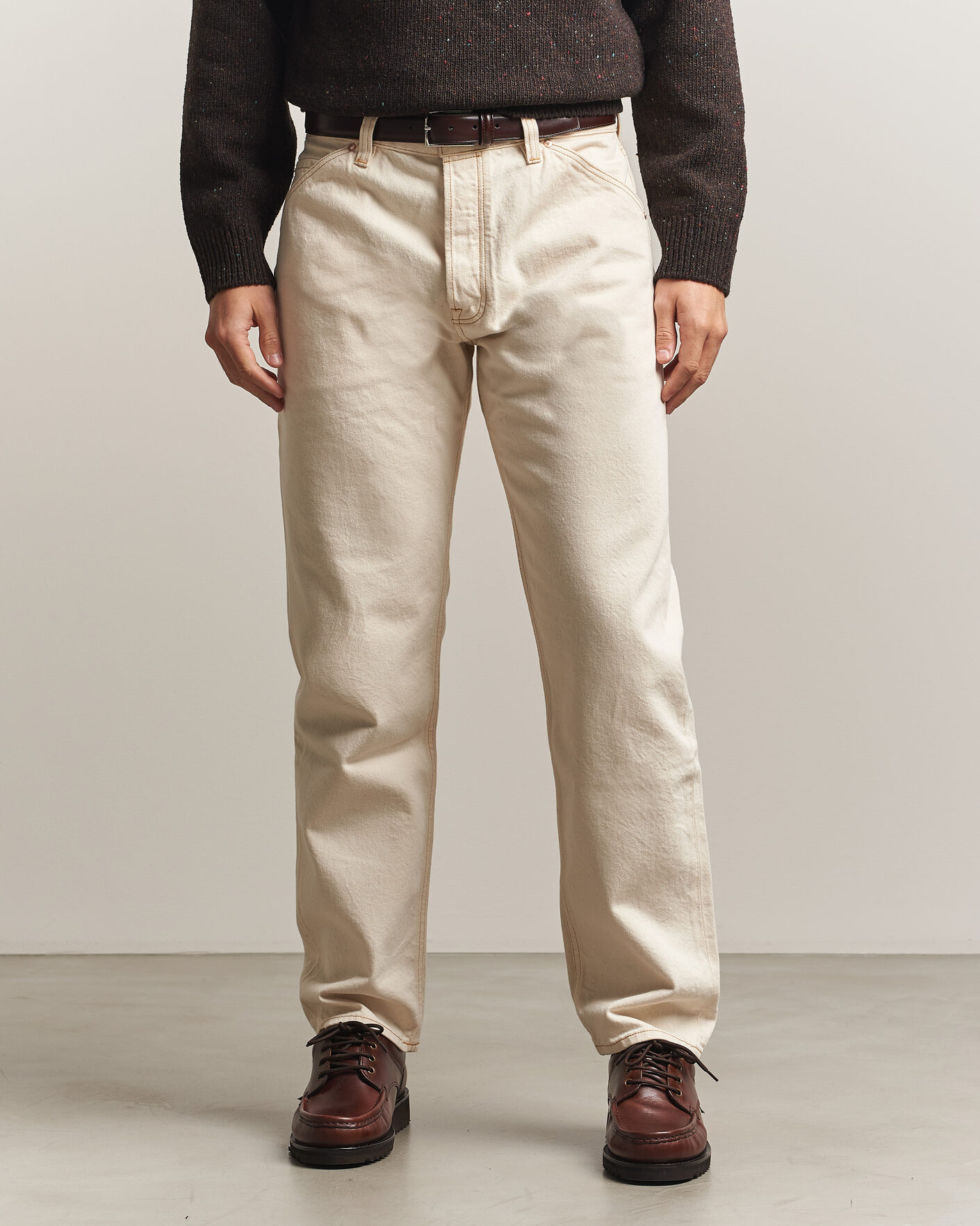 Uomini | Jeans | Drake's | 5-Pocket Heavy Cotton Jeans Ecru