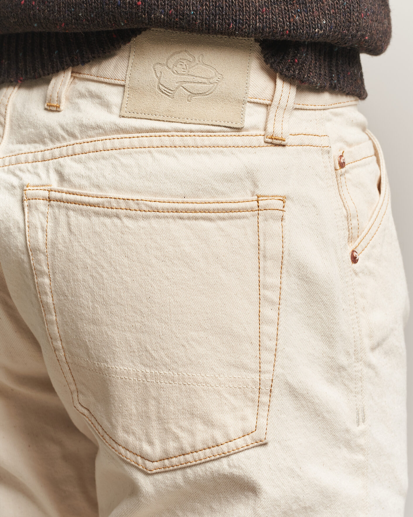 Uomini | Jeans | Drake's | 5-Pocket Heavy Cotton Jeans Ecru
