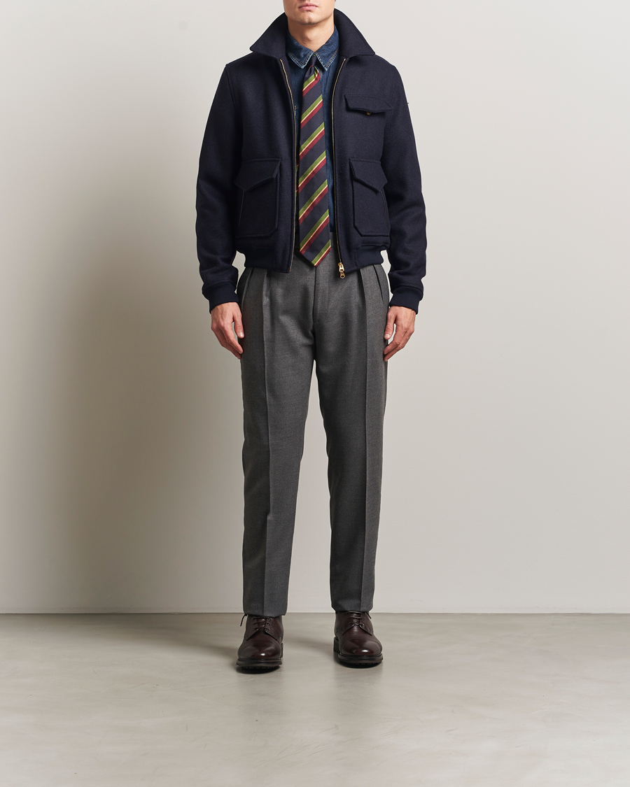 Uomini | Giacche | Drake's | Melton Bomber Jacket Navy