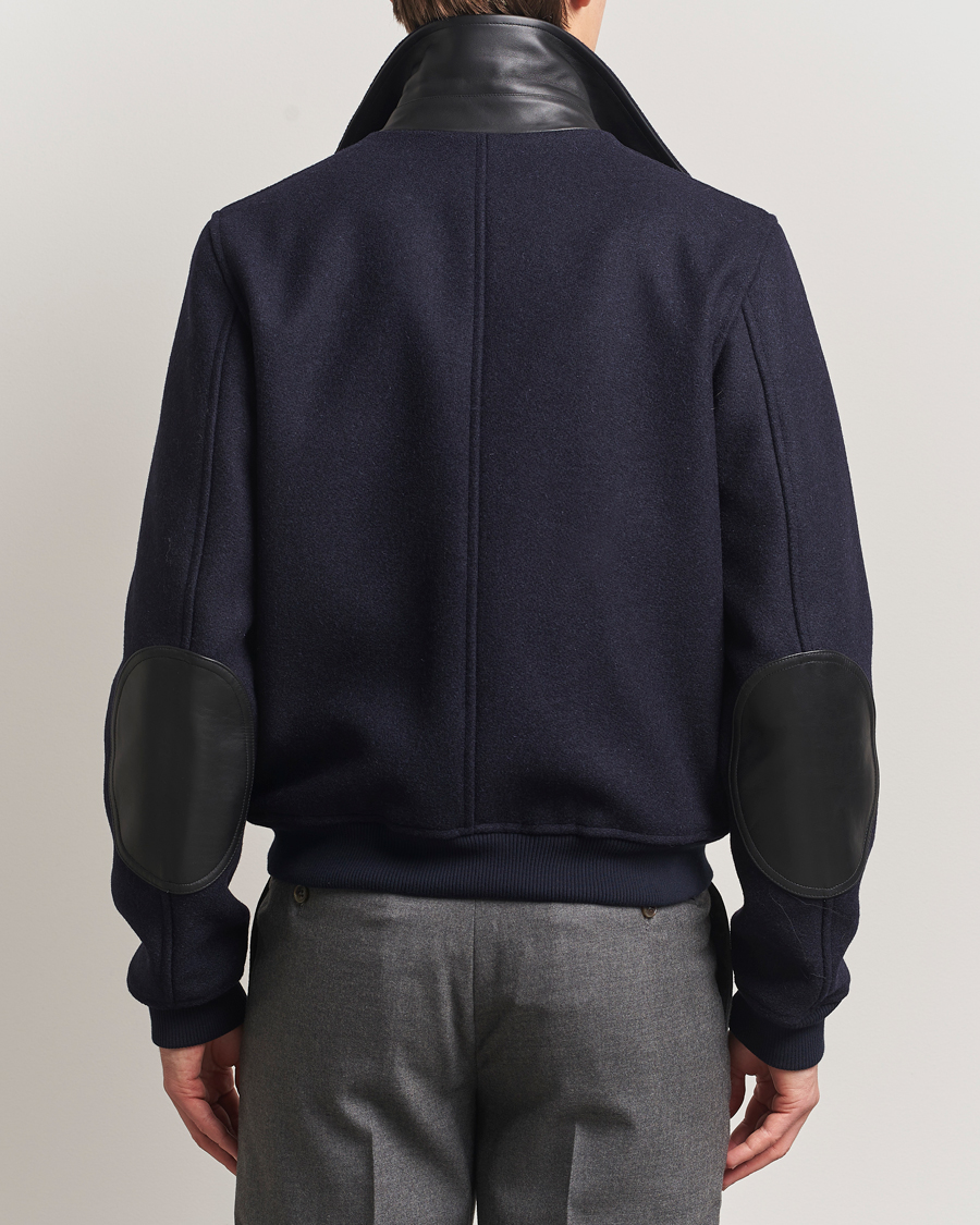 Uomini | Giacche | Drake's | Melton Bomber Jacket Navy