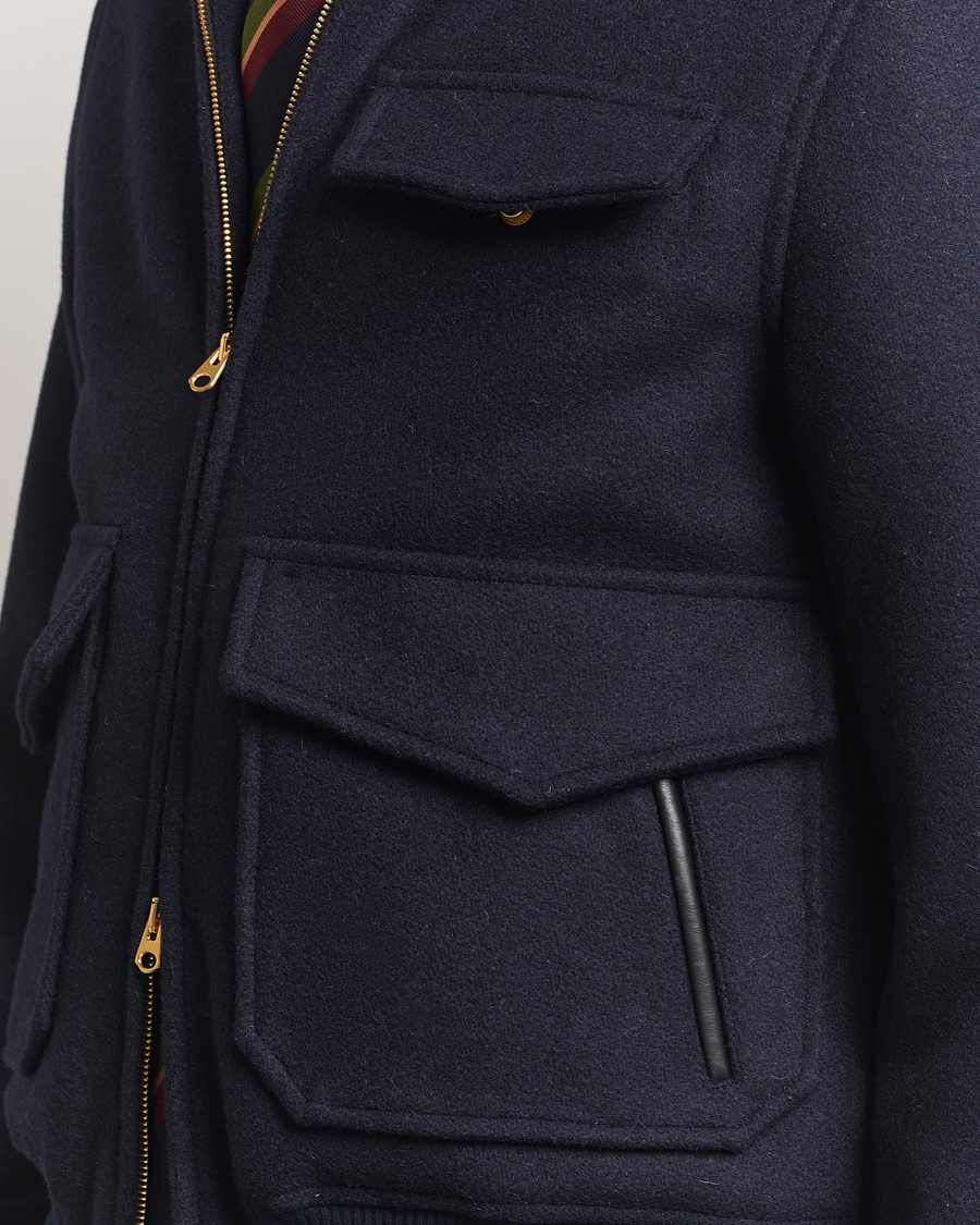Uomini | Giacche | Drake's | Melton Bomber Jacket Navy