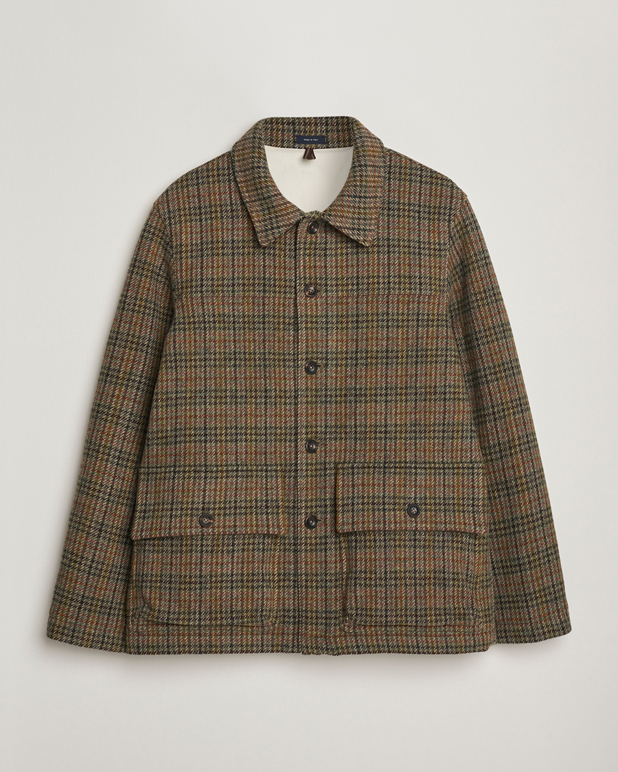 Uomini | Giacche | Drake's | Check Tweed Donkey Chore Green
