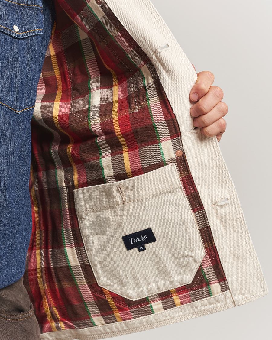 Uomini | Giacche | Drake's | Denim Welder Jacket Ecru