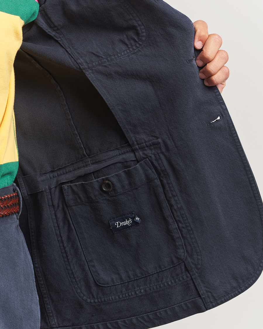 Uomini | Blazers | Drake's | MKI Heavy Cotton Twill Blazer Navy