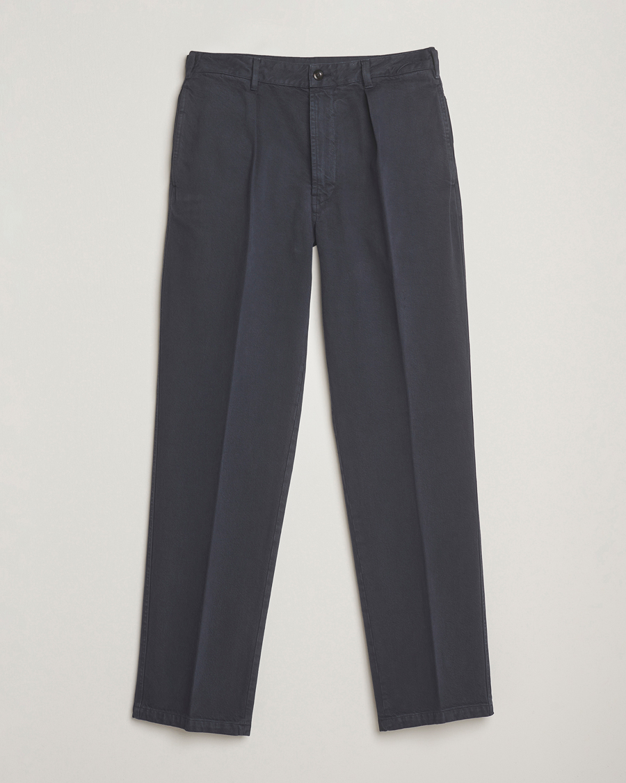 Uomini | Pantaloni | Drake's | MKI Heavy Cotton Twill Trousers Navy