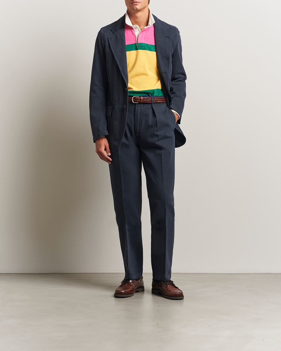 Uomini | Pantaloni | Drake's | MKI Heavy Cotton Twill Trousers Navy