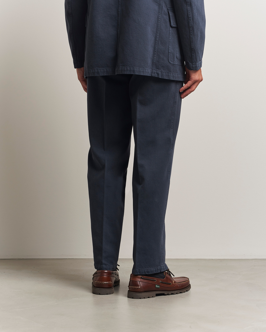 Uomini | Pantaloni | Drake's | MKI Heavy Cotton Twill Trousers Navy