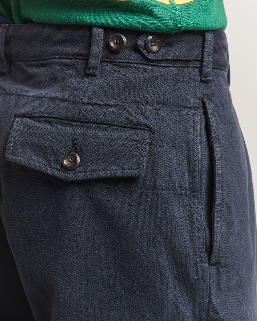 Uomini | Pantaloni | Drake's | MKI Heavy Cotton Twill Trousers Navy