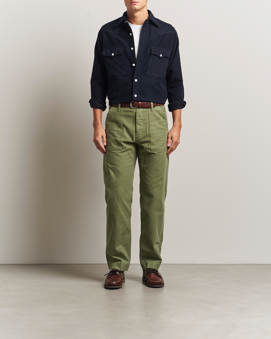 Uomini | Camicie | Drake's | Moleskine Western Shirt Navy