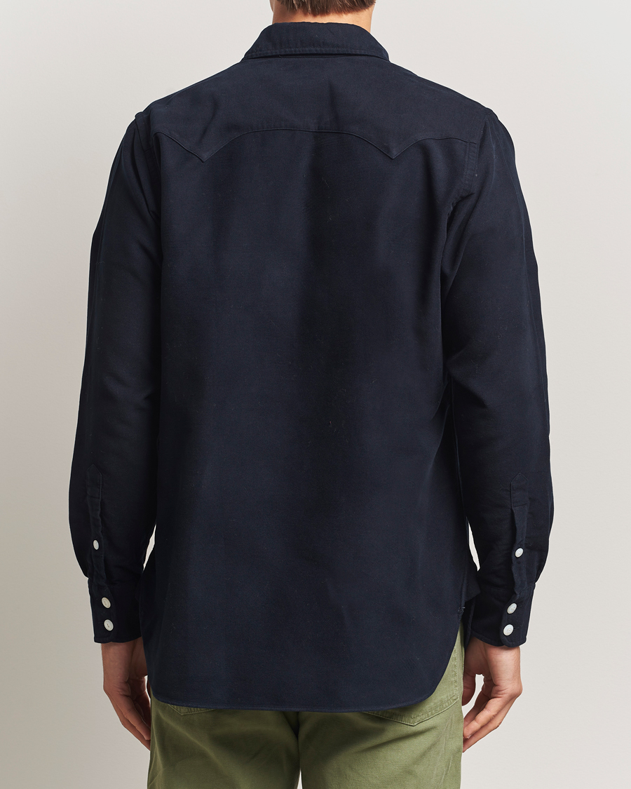 Uomini | Camicie | Drake's | Moleskine Western Shirt Navy