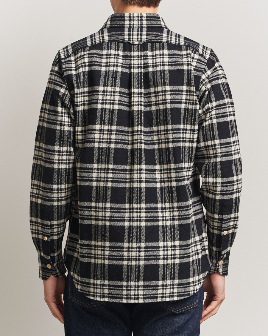 Uomini | Camicie | Drake's | Check Heavy Cotton Work Shirt Navy/White