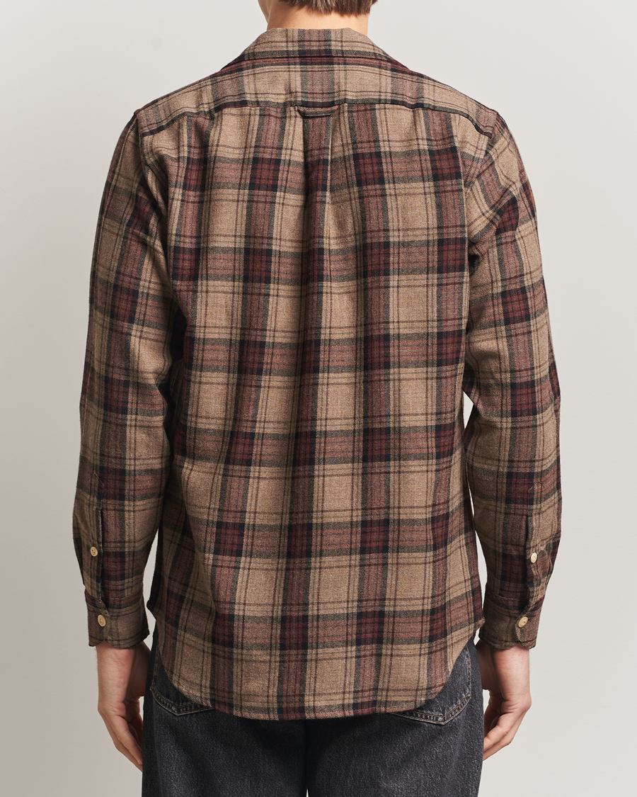Uomini | Camicie | Drake's | Wool Camp Collar Work Shirt Brown