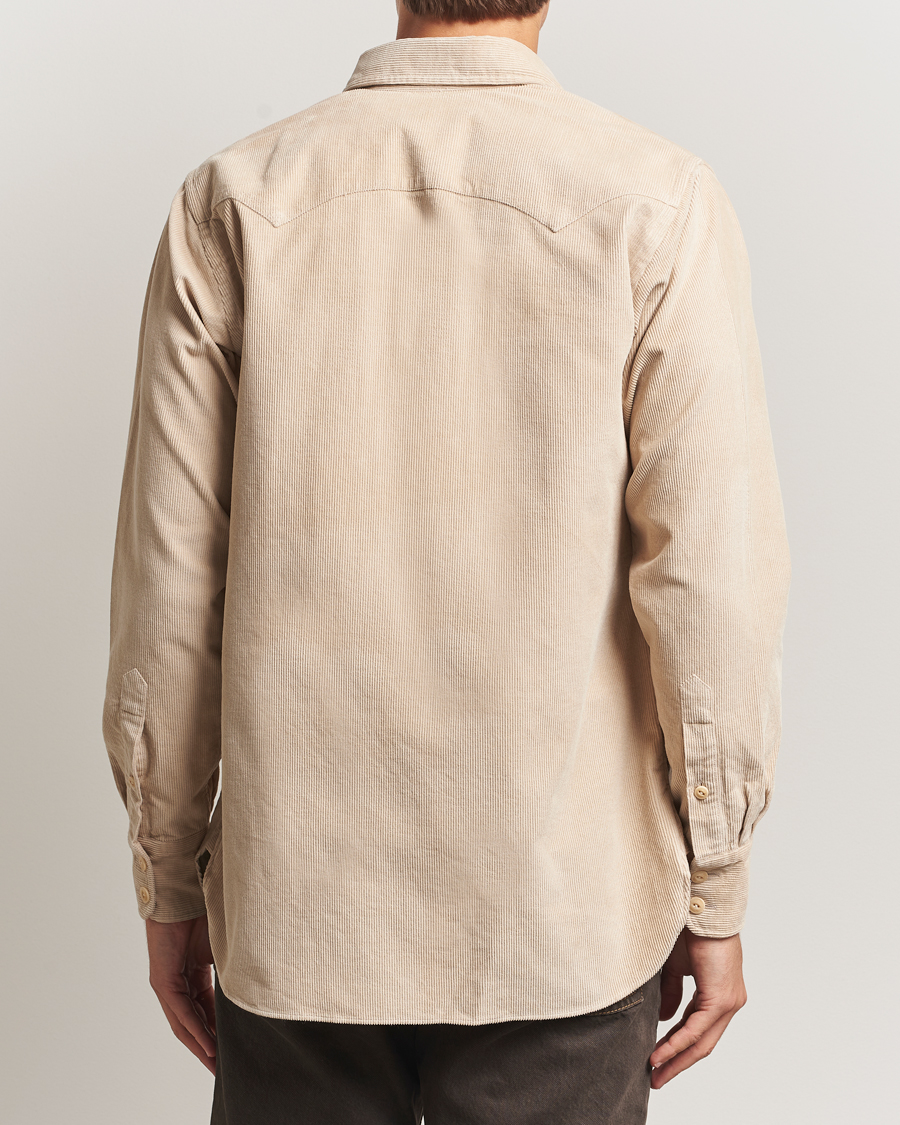 Uomini | Camicie | Drake's | Fine Corduroy Work Shirt Ecru