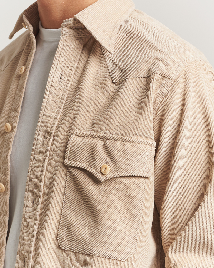 Uomini | Camicie | Drake's | Fine Corduroy Work Shirt Ecru