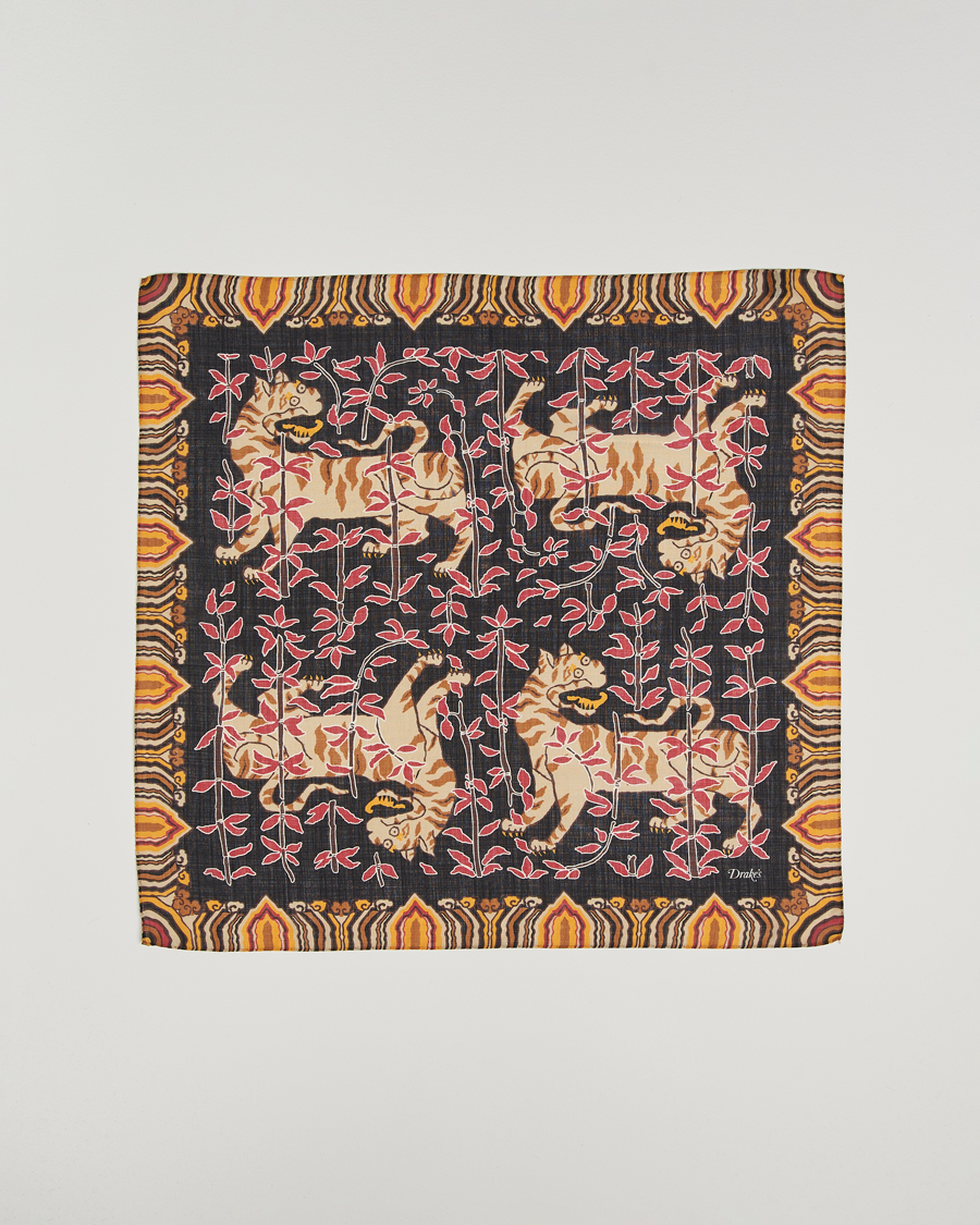 Uomini | Drake's Tiger Bandana Black | Drake's | Tiger Bandana Black