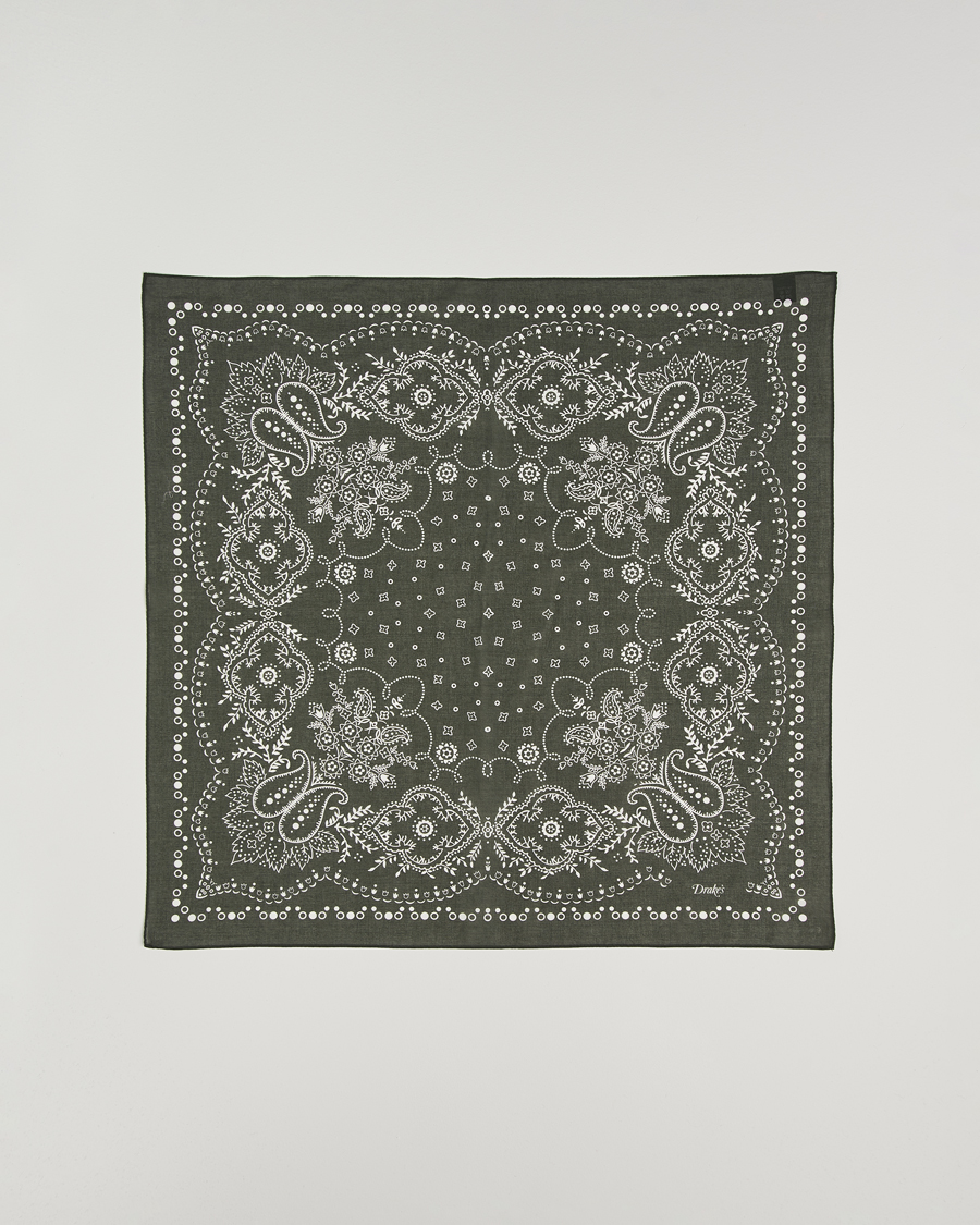 Uomini | Sciarpe | Drake's | Paisley Bandana Dark Green