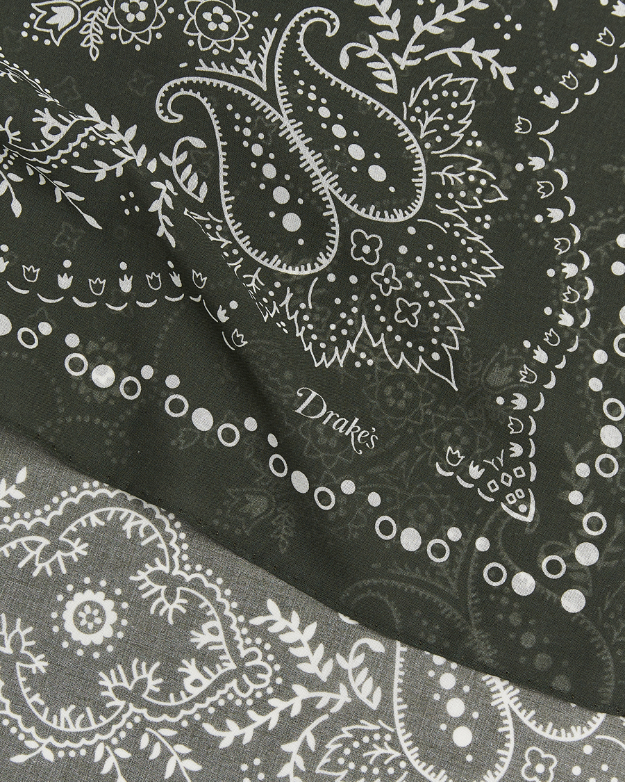 Uomini | Sciarpe | Drake's | Paisley Bandana Dark Green