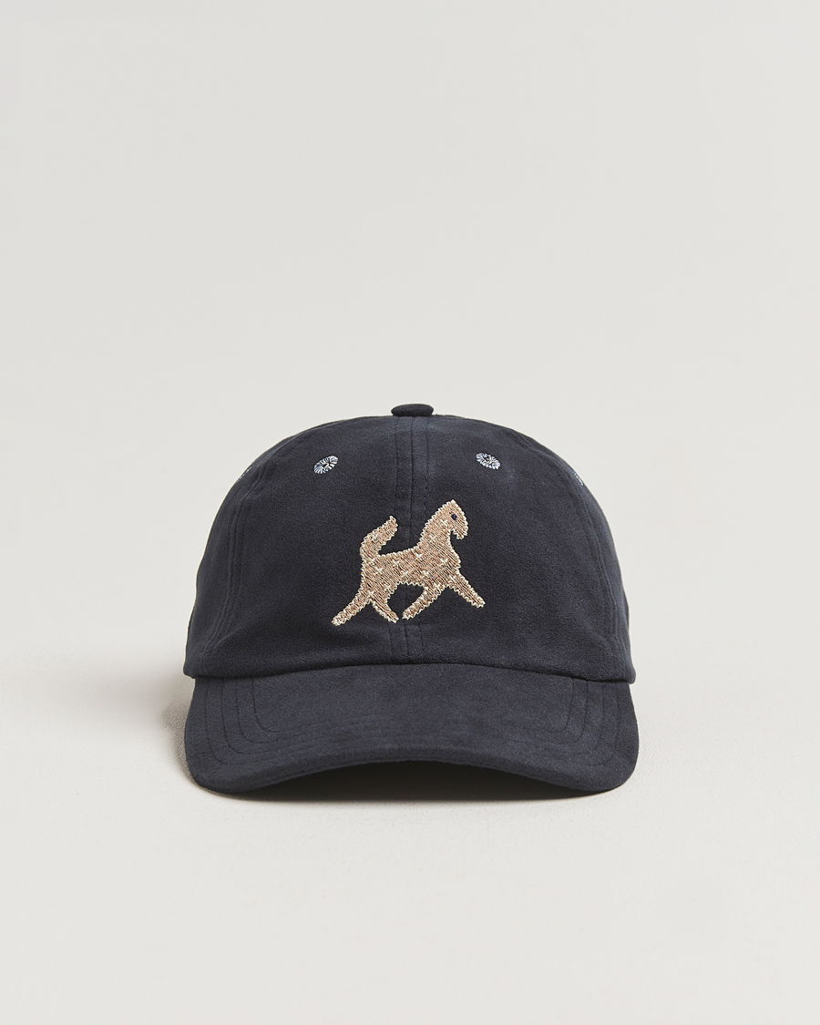 Uomini | Drake's Horse Applique Moleskin Baseball Cap Navy | Drake's | Horse Applique Moleskin Baseball Cap Navy