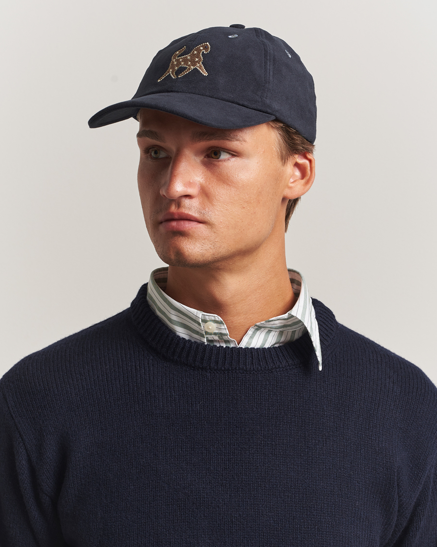 Uomini | Drake's Horse Applique Moleskin Baseball Cap Navy | Drake's | Horse Applique Moleskin Baseball Cap Navy