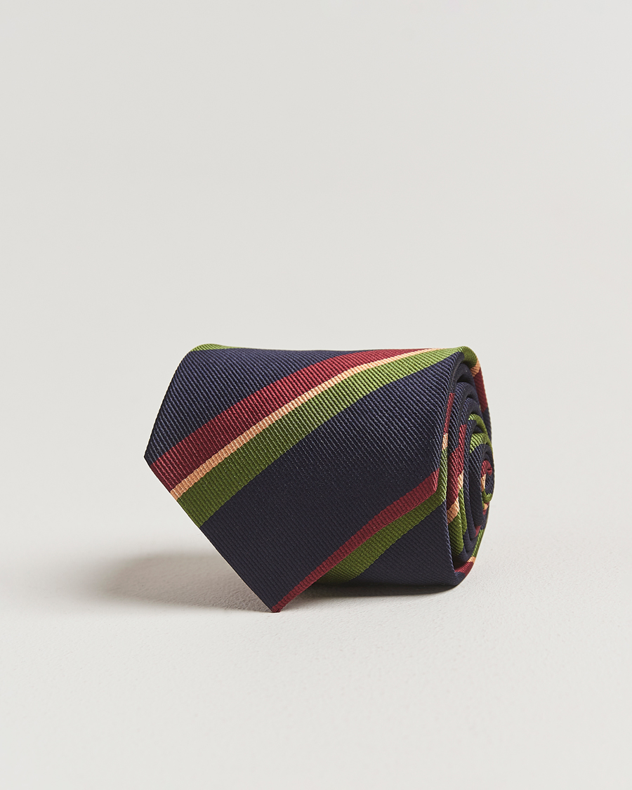 Uomini | Cravatte | Drake's | Sandwitch Stripe Reppe Silk Tie Navy
